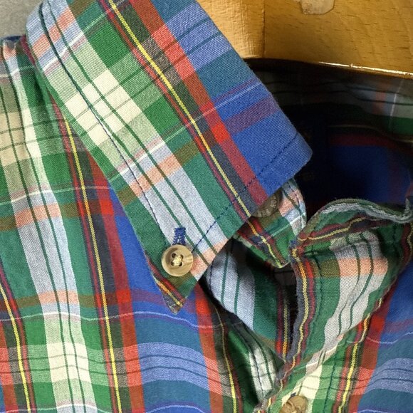 Pendleton Short Sleeve Camp Shirt Mens Size M Seaside‎ Cotton Plaid Blue & Green - Picture 4 of 11
